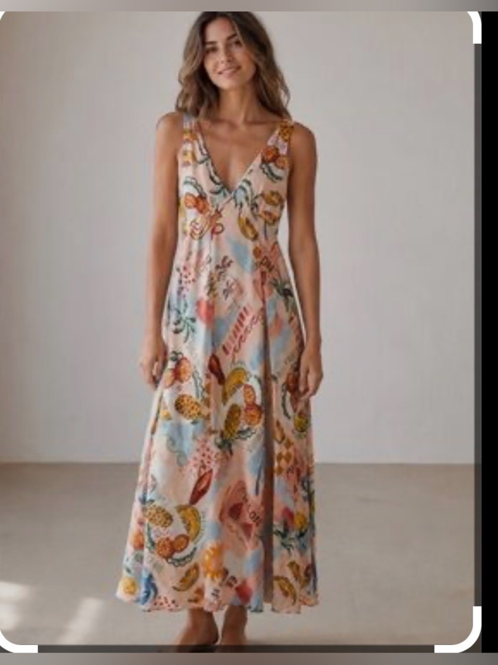 V-Neck Floral Maxi Dress in Multicolor